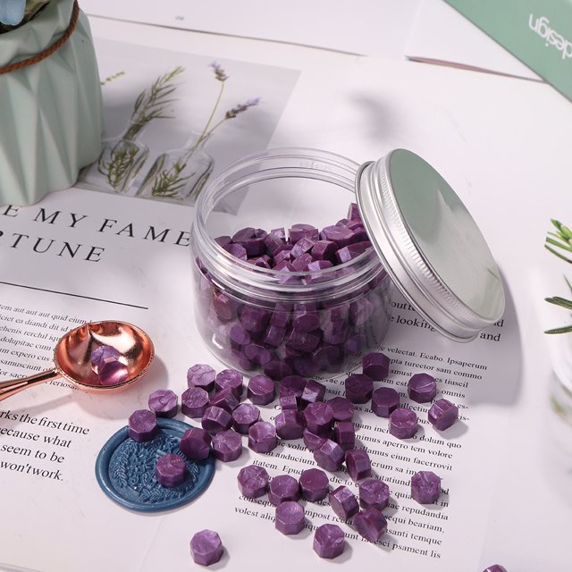 Cuadros Decorativos 200 cuentas de sello de cera octogonal vintage para cera de sellado (morado berenjena) Sywqhk Nuevos Originales