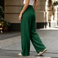 thumbnail image 6 of Women Solid Color Tie Elastic Waist Long Pants, Loose Casual Trousers with Side Pockets, Daily Walking Vacation Pants Green L(L), 6 of 9