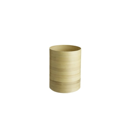 Design Ideas Maganda Wastecan Basket, Round Natural Bamboo Trash Can, 8.9