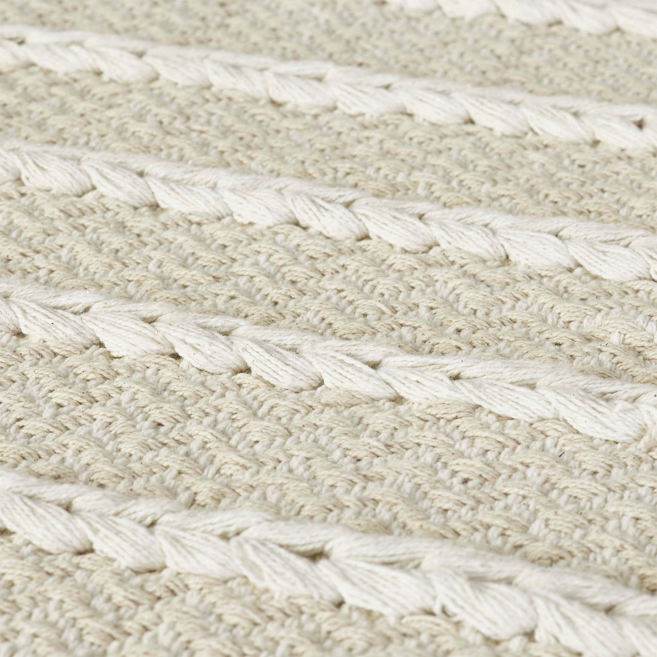 My Texas House Knotted Stripe Ivory/Beige Cotton Scatter Area Rug, 27" x 45"