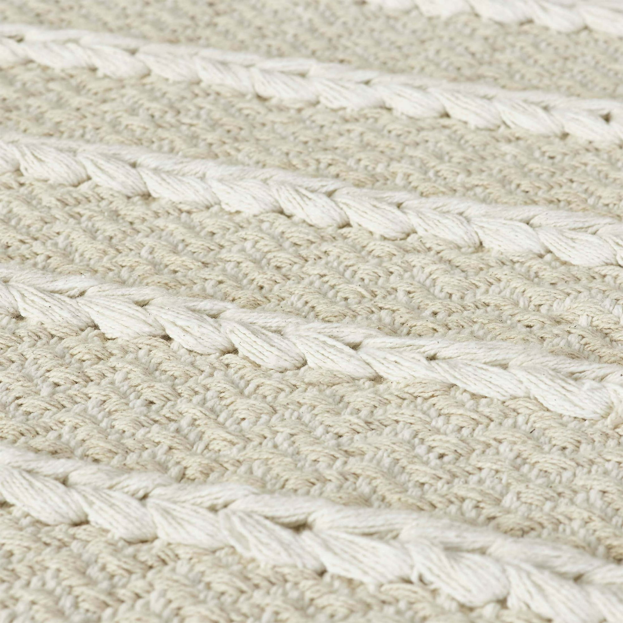 My Texas House Knotted Stripe Ivory/Beige Cotton Scatter Area Rug, 27" x 45"