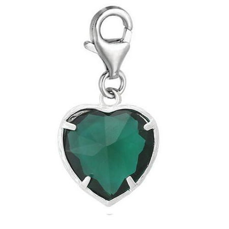 Birthday Heart Charm Pendant Clip-on May Birthday Heart Dangle Pendant for European Clip on Charm Jewelry w/ Lobster Clasp ()