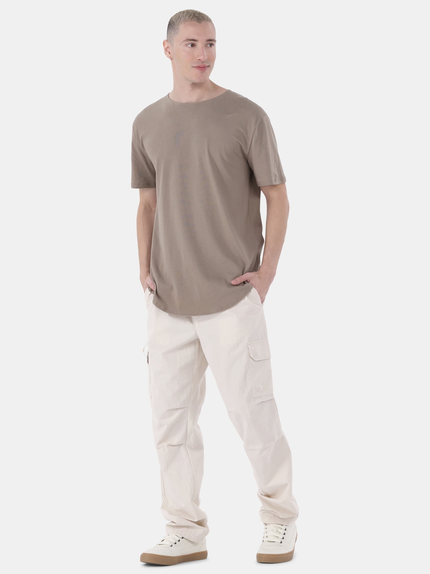 No Boundaries Men's & Big Men's Longline Curved Hem Elongated Tee Shirt, 2-Pack, Sizes XS-5XL