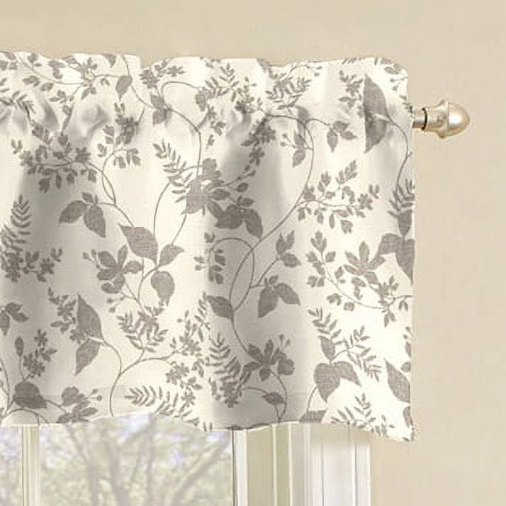 Mainstays 3 Piece Rod Pocket Tier and Valance Kitchen Curtain Set, Gray Botanical, 56" x 36"