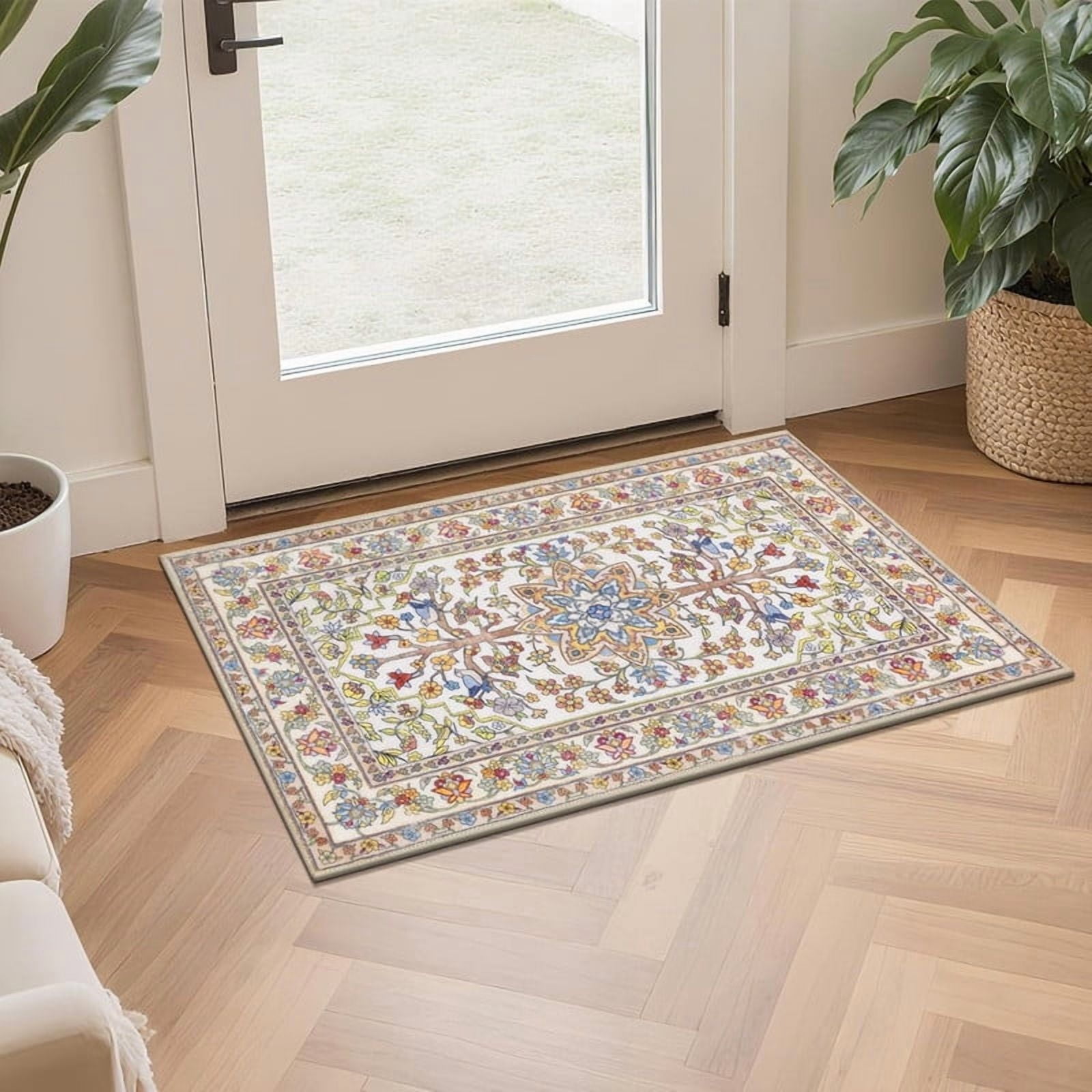 Findosom 3pcs Washable Kitchen Rug Set,Non-Slip Floral Boho Kitchen Mats Kitchen Runner Rug Floor Carpet for Hardwood Floor,Sink,Entryway,Bathroom,Home Decor,20"x32"+20"x48"+20"x59"