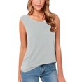thumbnail image 2 of Tank Tops for Women Plus Size Backless Tank Sleeveless Solid V-neck Top Gray L, 2 of 5