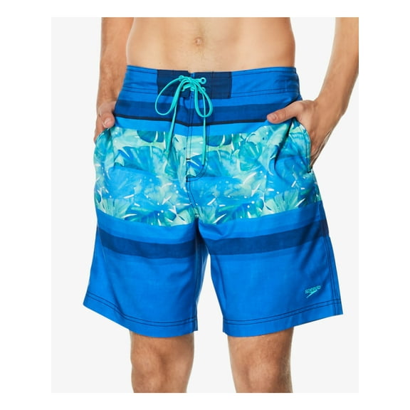 SPEEDO Mens Horizon Bondi Blue Lined Stretch Shorts S