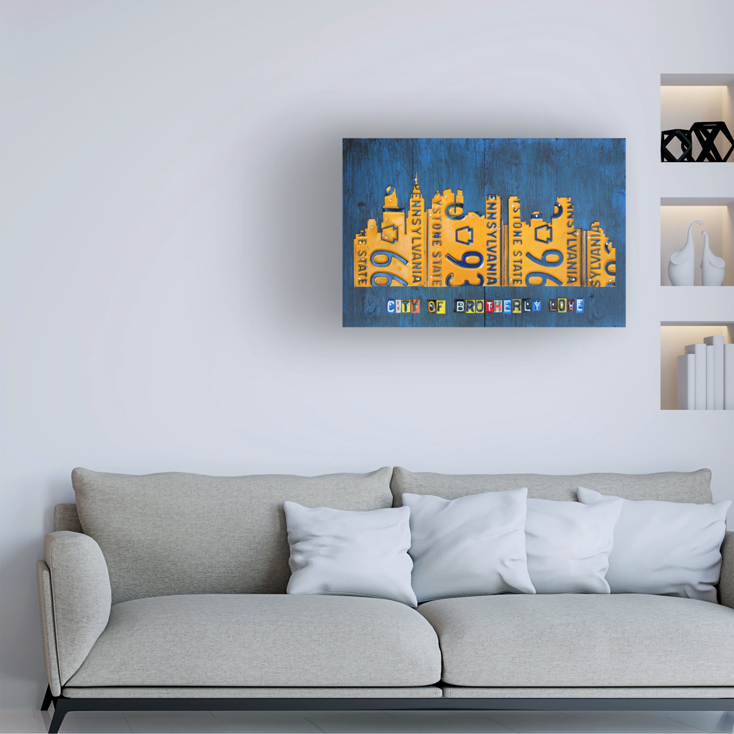 Trademark Fine Art 'Philly Skyline License Plate Art' Canvas Art by Design Turnpike