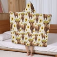 thumbnail image 5 of Beige Highland Cow Sunflower Pattern Hooded Bath Towel，50"x30" for Ages 3 To 12 Kids, Quick Dry Lightweight Soft Microfiber Hood Beach Towel Cover Up for Kids, 5 of 7