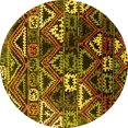 thumbnail image 1 of Ahgly Company Machine Washable Indoor Round Solid Yellow Modern Area Rugs, 4' Round, 1 of 4