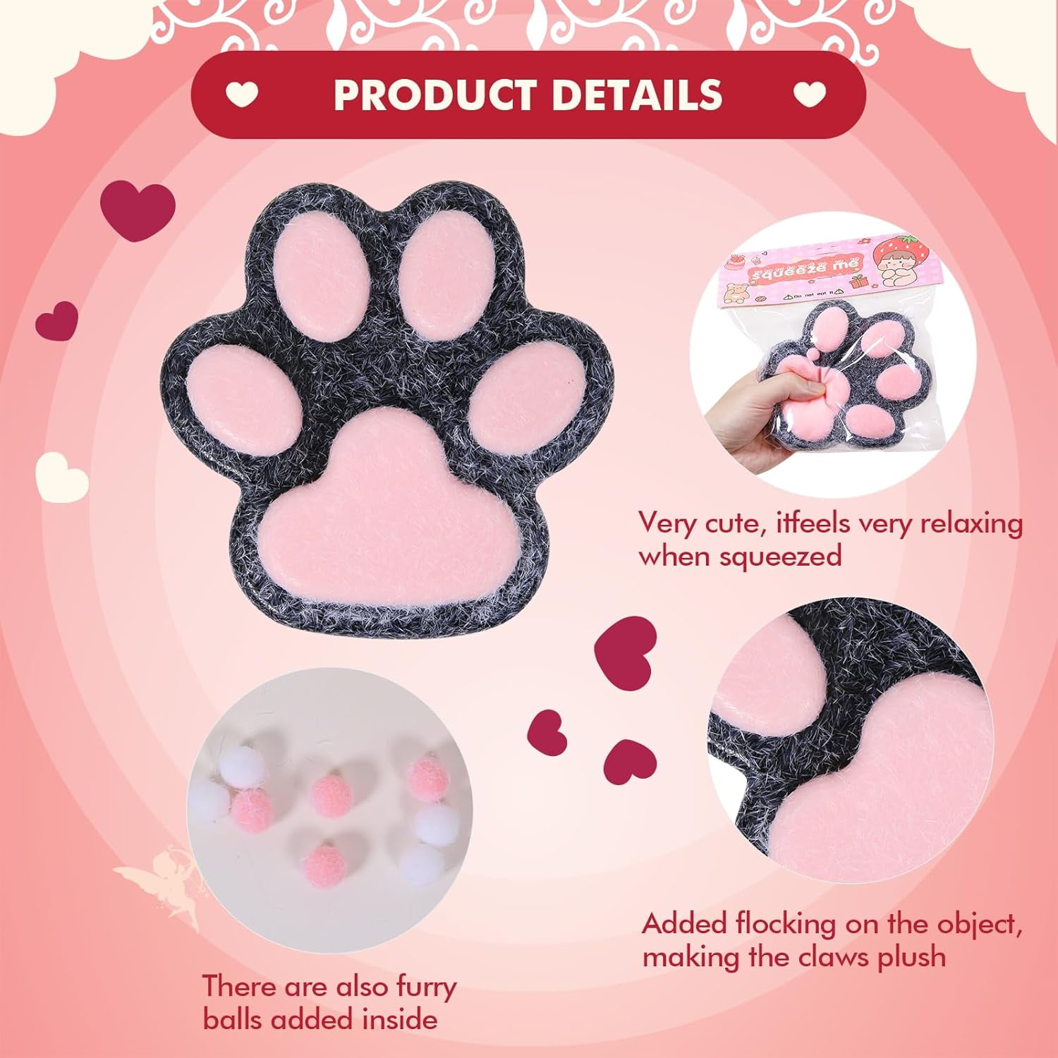 1/2/3pcs 5.5 in Handmade Taba Squishy Big Cat Paw Squishy fufu squishies Silicone Squeeze Toys for Stress Relief Furry Cat Paw Squishy Toys for Stress Relief,Super Soft Squeeze Fidget Toys