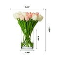 thumbnail image 4 of Enova Home 20 Pieces Artificial Real Touch Tulips Silk Flowers Arrangement in Glass Vase with Faux Water (Pink White), 4 of 4