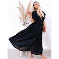 thumbnail image 4 of Women'S Casual Summer Beach Dress Ruffle Maxi Dress Button Down Boho Dress Long Tunic Black One size, 4 of 8