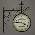 thumbnail image 4 of Horloge Murale Double Face Décorative en Métal Happy Hour Décor Rustique à la Maison, 4 of 5