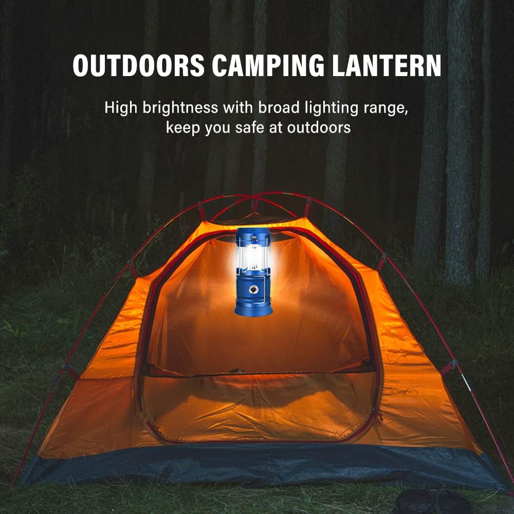Camping Lantern 1200mAh USB Rechargeable Solar Charging Tent Lamp Collapsible LED Camping Light Power Supply for Phone for Outdoors Emergency Hiking Fishing