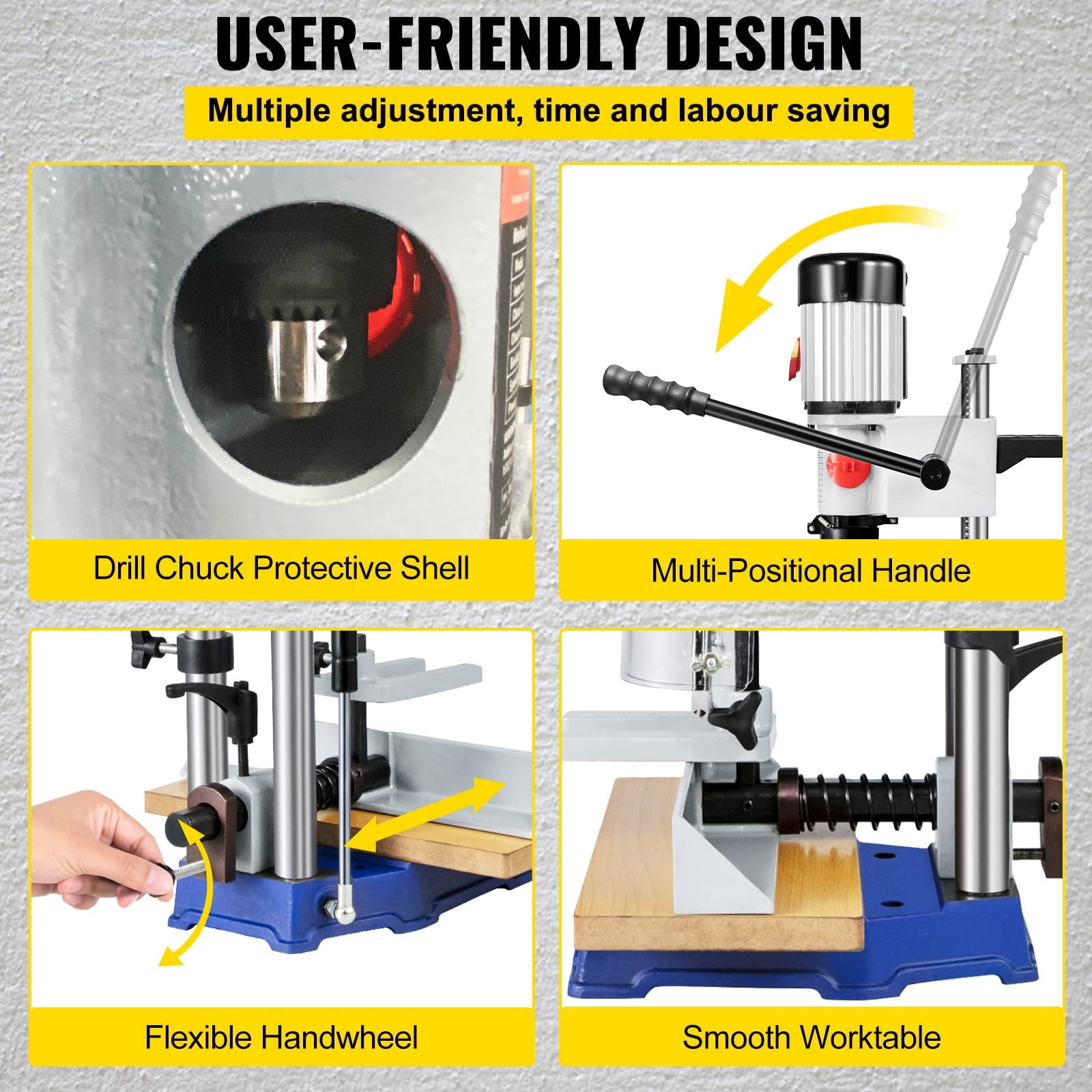 KFFKFF Woodworking Mortise Machine Benchtop Mortiser MS36127A3 Cast Iron & Steel 3400 RPM Gray 1 Unit