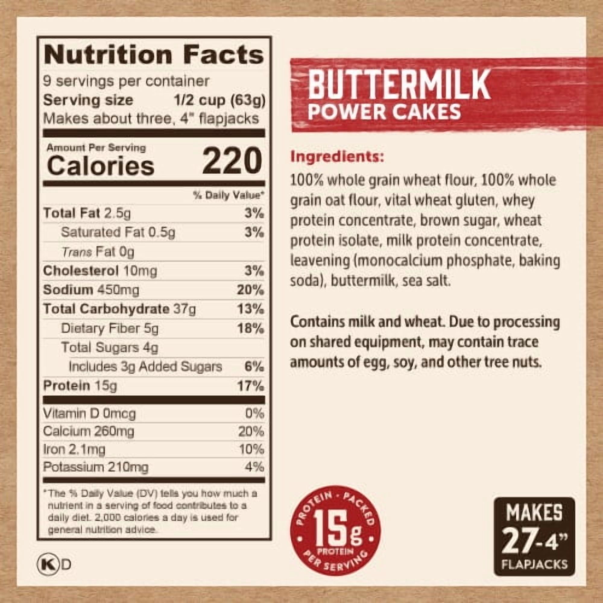 Kodiak Power Cakes Buttermilk Flapjack and Waffle Mix 20 oz - Pack of 2