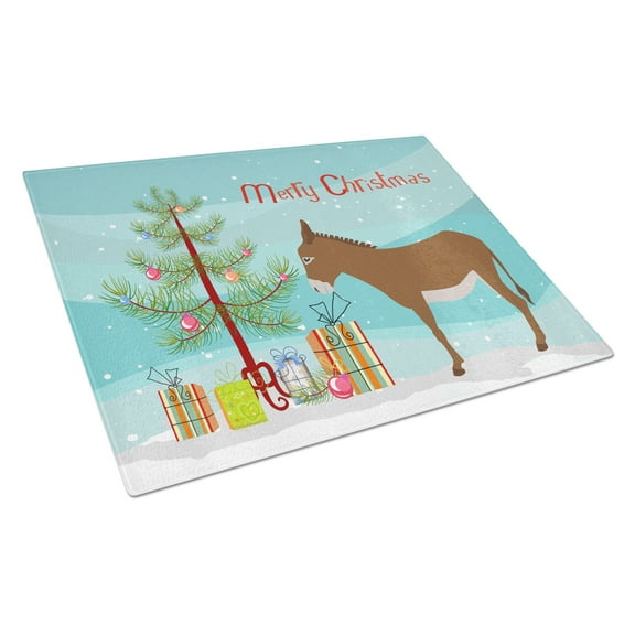 Caroline's Treasures Cotentin Donkey Christmas Glass Cutting Board Large