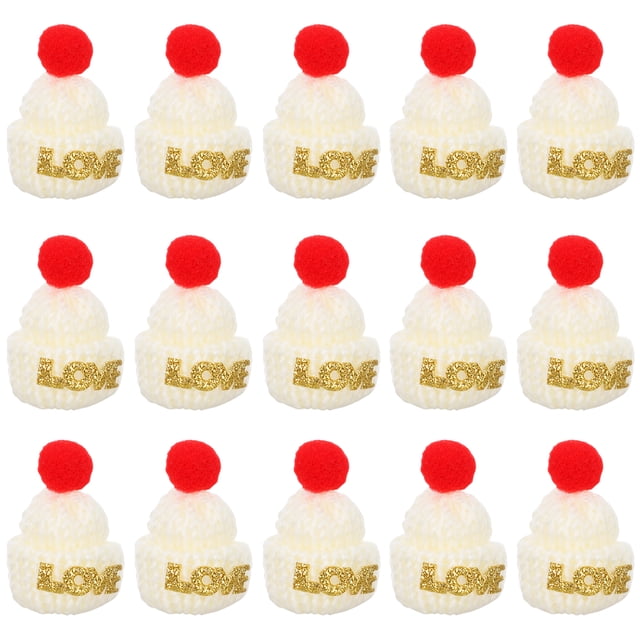 15pcs Navidad Mini sombrero de lana encantador Mini sombrero Decoración DIY Craft Accesorios