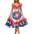 thumbnail image 4 of Women's 4th of July Patriotic Dress, Women Off-Shoulder Retro Punk Dress, Sexy Independence Day American Flag Printed Mini Skirt, Bodycon Stretchy Fabric for Summer Parties,Vermilion M, 4 of 5