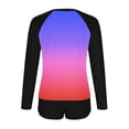 thumbnail image 4 of FcBaudy Maillot de Bain Deux Pièces Femme Imprimé Mode Conservateur Tankini de Plage Sportif Col Rond Manches Longues Haut Fendu et Short de Bain Femme polyester, 4 of 7