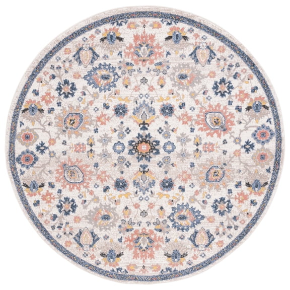 SAFAVIEH Astoria Mordikai Oriental Area Rug, Beige/Blue, 6'7" x 6'7" Round