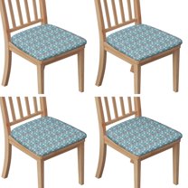 Light Blue Christmas Snowman Seat Covers for Dining Room Chairs Set Of 4,Stretch Printed Washable Chair Seat Cover with Elastic Ties and Button,Removable Waterproof Couch Cushion Covers