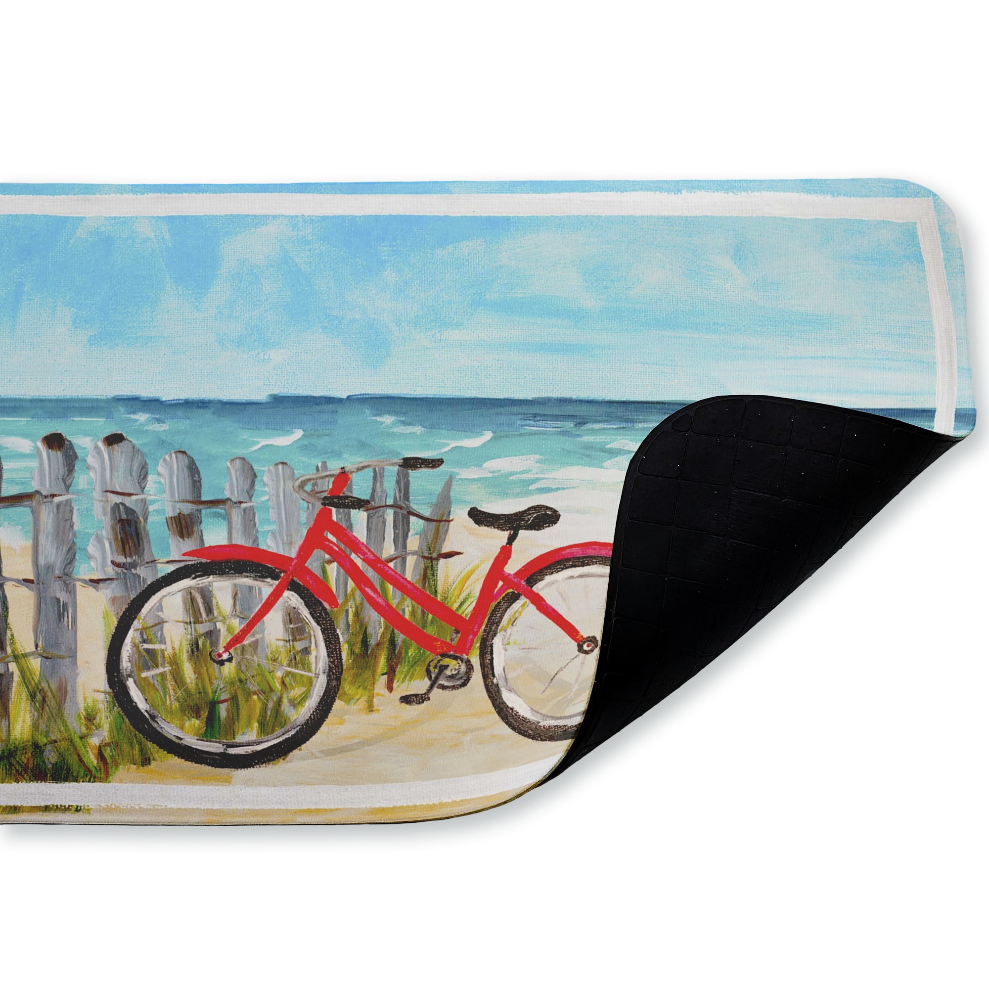 Stupell Industries Coastal Rides on Bicycle Printed Anti-Fatigue Floor Mat, design by Julie DeRice