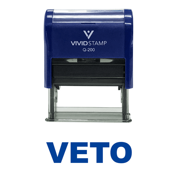 Vivid Stamp VETO Self Inking Rubber Stamp (Blue Ink) - Medium