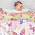 thumbnail image 5 of Butterfly Blanket for Girls, Butterfly Blanket for Baby Girls Kids, Soft Flannel Toddler Blanket Butterfly Easter Gift, Lightweight Fleece Throw for Birthday Children's Day Sofa Bed 30"x40", 5 of 7