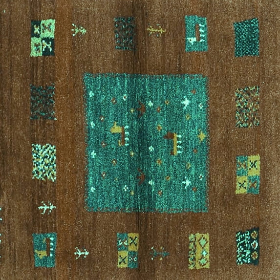 Ahgly Company Machine Washable Indoor Square Abstract Turquoise Blue Contemporary Area Rugs, 4' Square