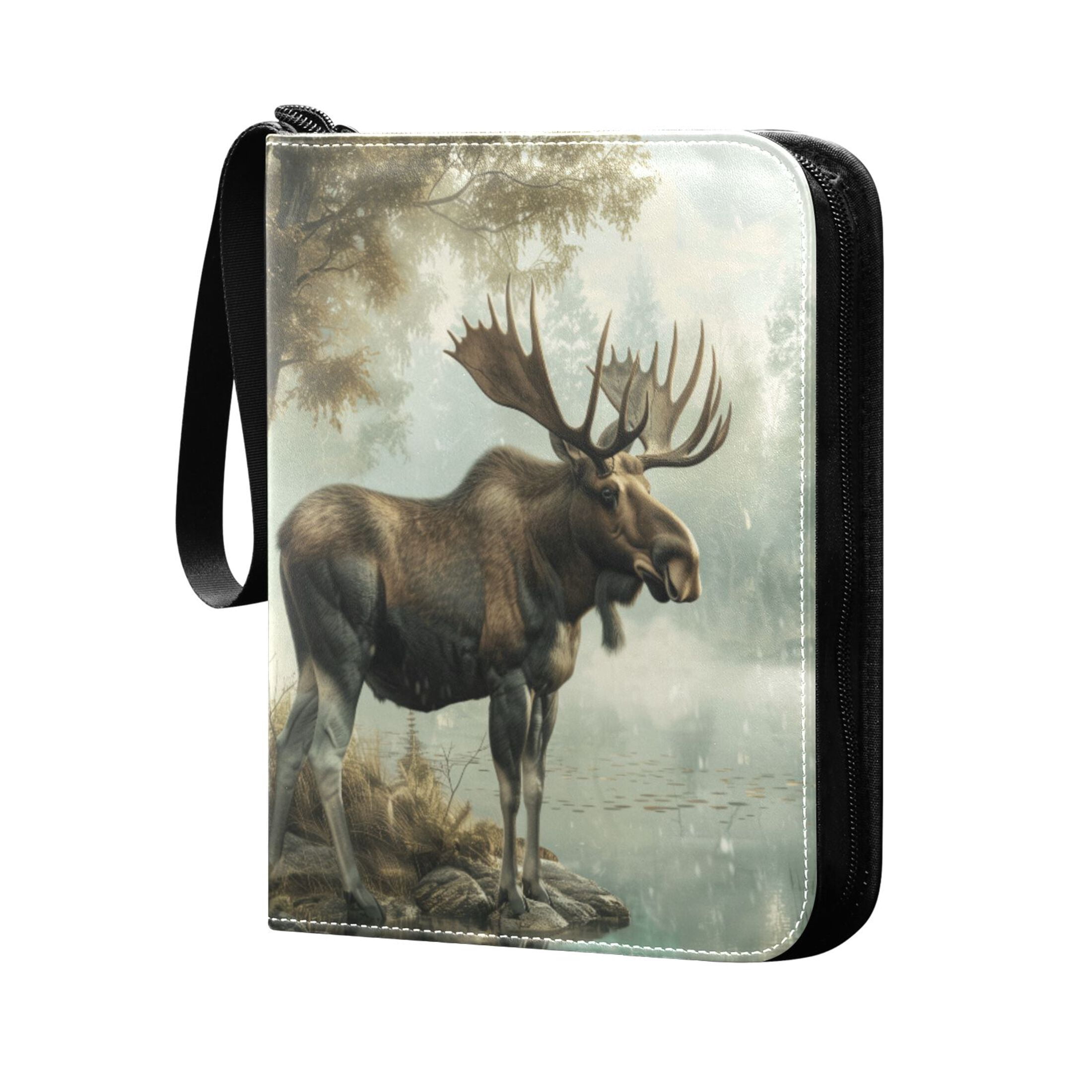 Trading Card Binder Album 400 Pockets 50 Removable 4-Pocket Pages Waterproof Moose on Misty Lake