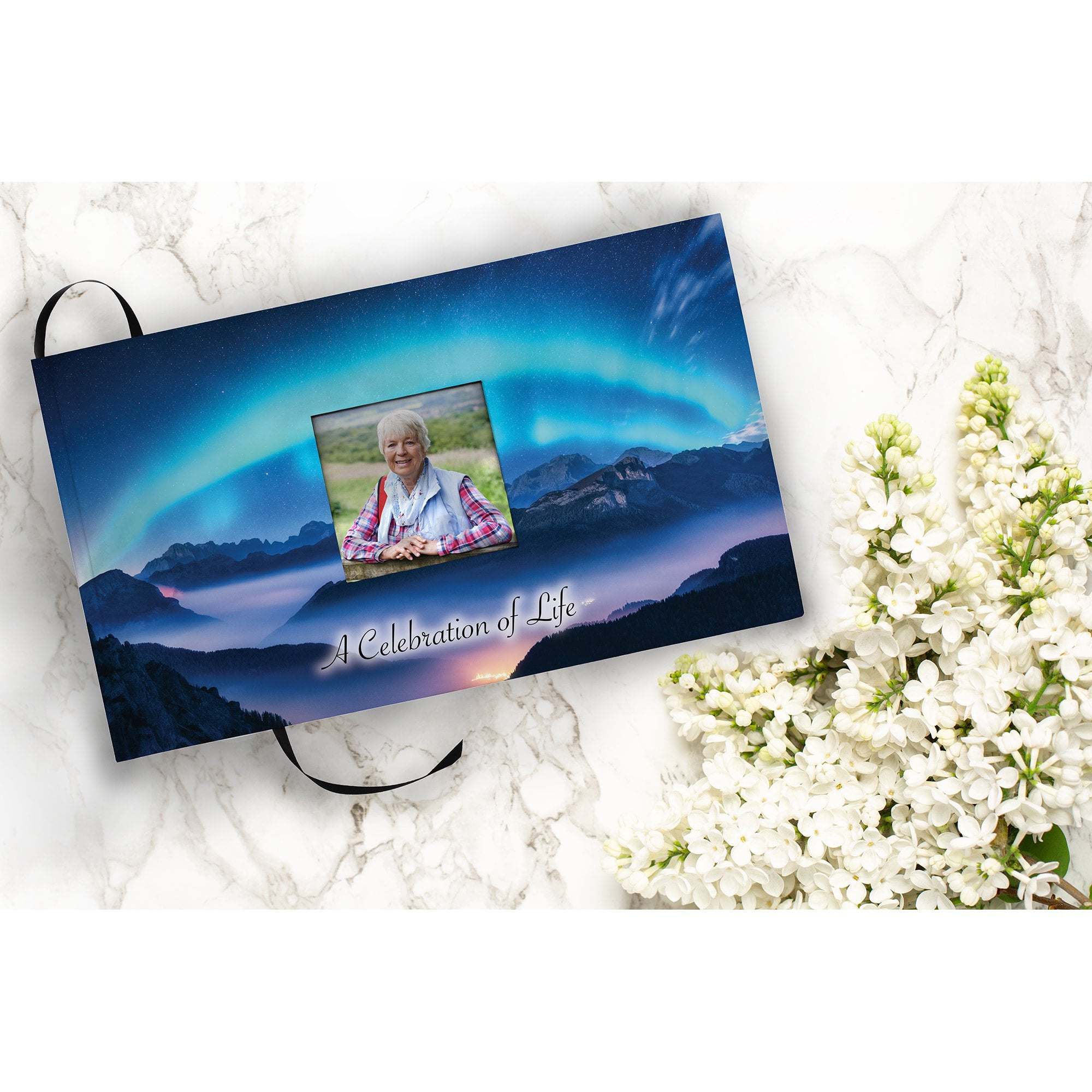 Aurora Boralis Matching Themed 'Celebration of Life' Guest Book for