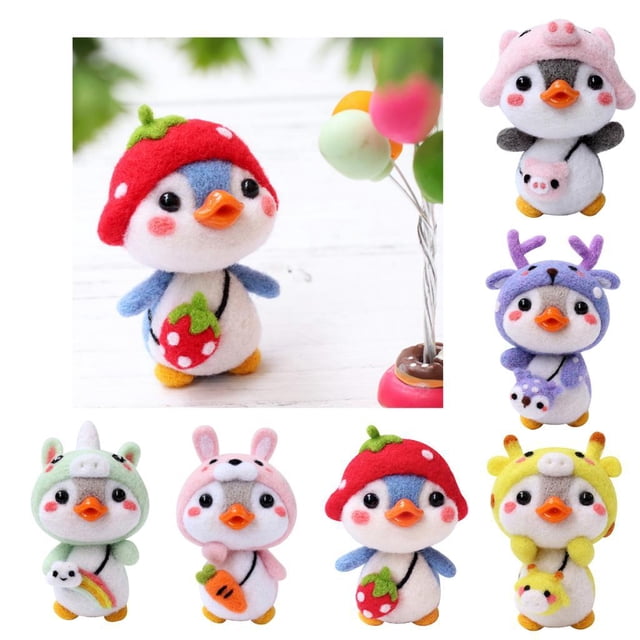 Paquete de 6 kits de fieltro seco con de fieltro: animal de fieltro de pingüino, agujas de fieltro, fieltro, Wandteppich de espuma, i Hugo Kits de fieltro de aguja animal