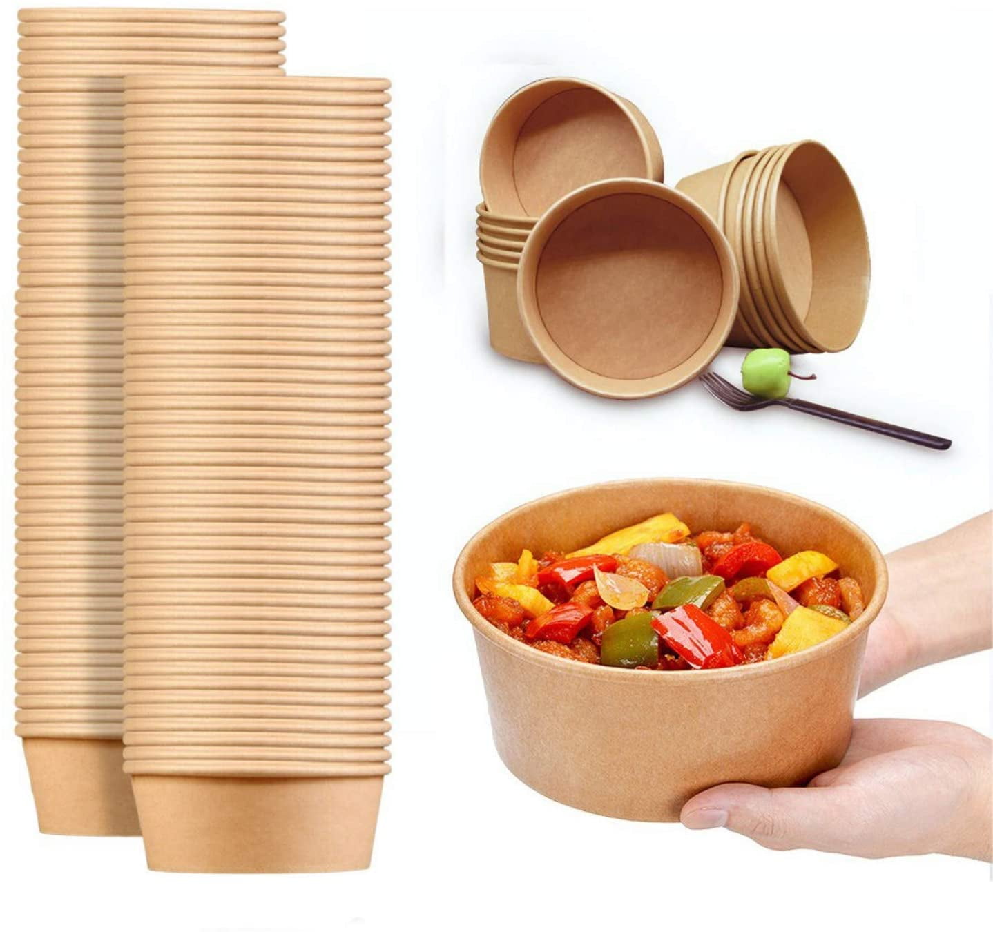 30 Oz Large Paper Bowls, 80 count Disposable Soup Bowls Plastic Free