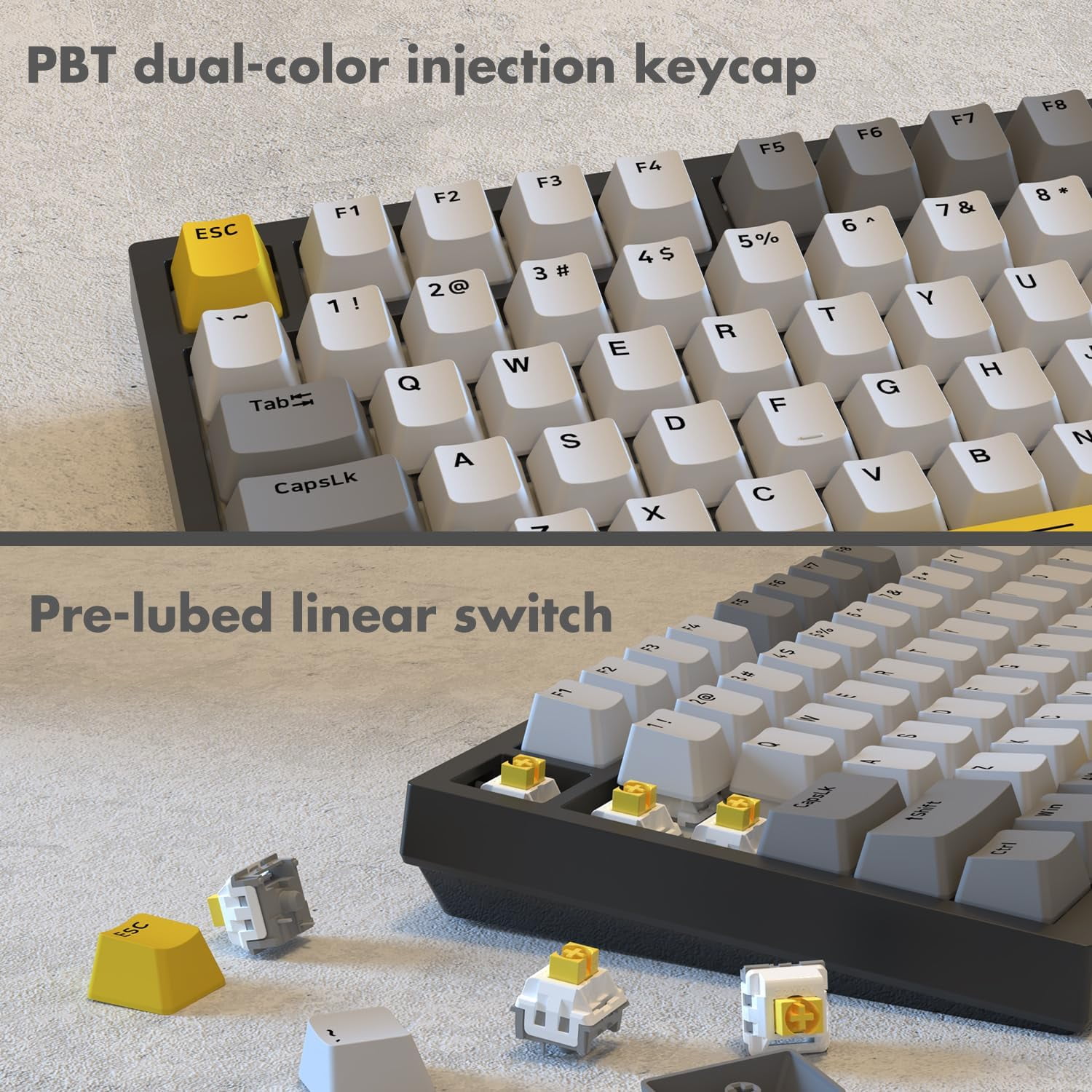 AJAZZ AK820 Mechanical Keyboard with CNC Knob Control, 75% ANSI Layout, 81Keys Gasket Mount Wired Gaming Keyboard, 5 Sound Absorbing Foam Hot-swap for PC, MAC
