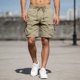 thumbnail image 5 of Pantalones Cortos de Carga de Cintura Elástica para Hombres de Color Sólido con Bolsillos Botón Vendaje Casual Y Pantalones Cortos de Moda, 5 of 9