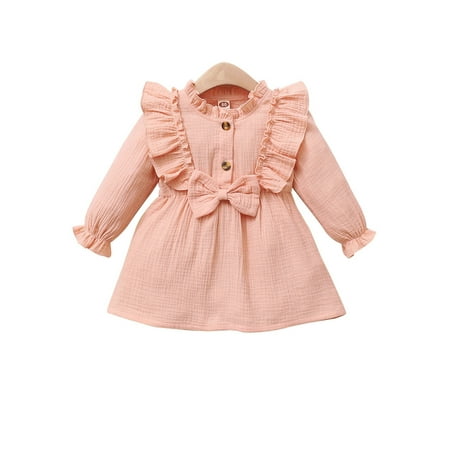 

uukiA Infant Baby Girl 3-24 Months Baggy Dress Midi Dress Long Sleeve One-Piece Dress