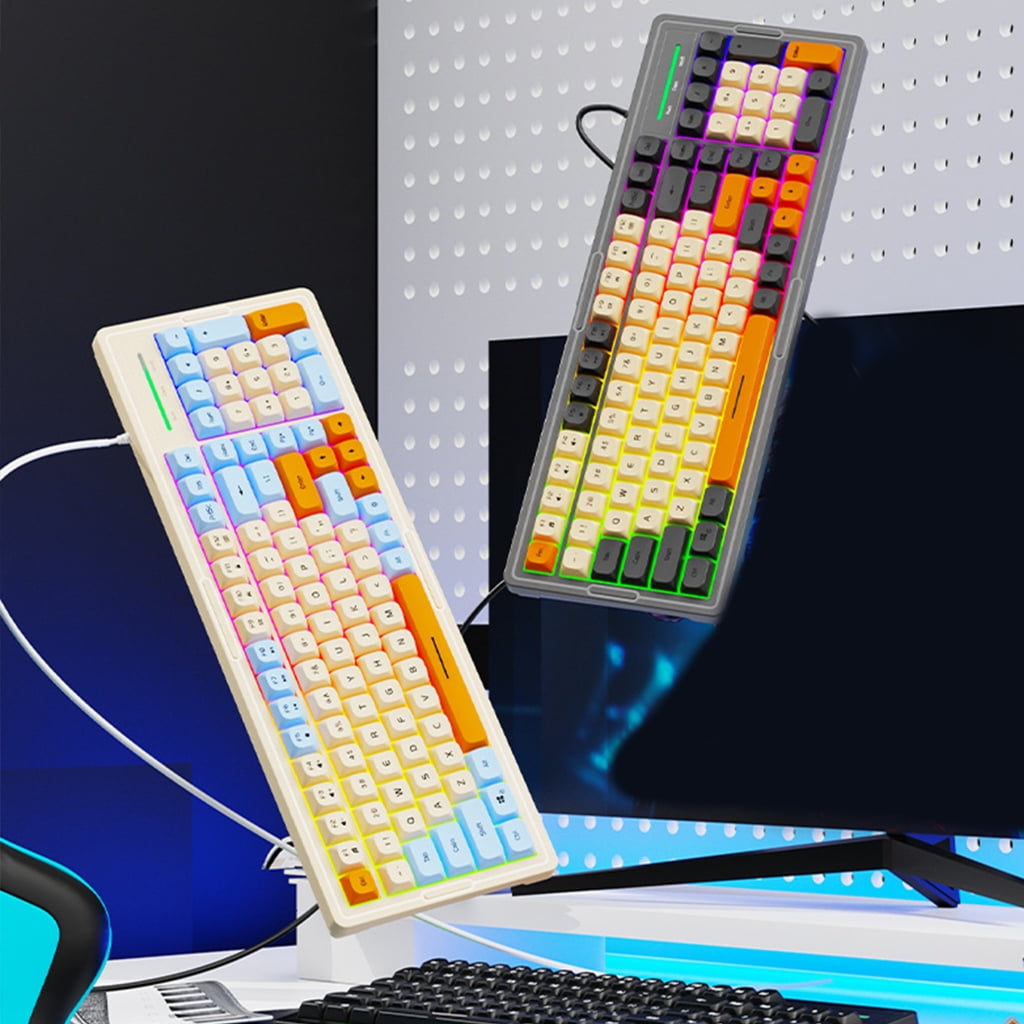 Color Backlit Computer Keyboard Mechanical Feel Responsive Lightweight and Splashproof Design for Work and Gaming