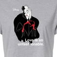 thumbnail image 3 of Disney Villains - Cruella De Vil Love Unfasionable  - Juniors Cropped Cotton Blend T-Shirt, 3 of 5
