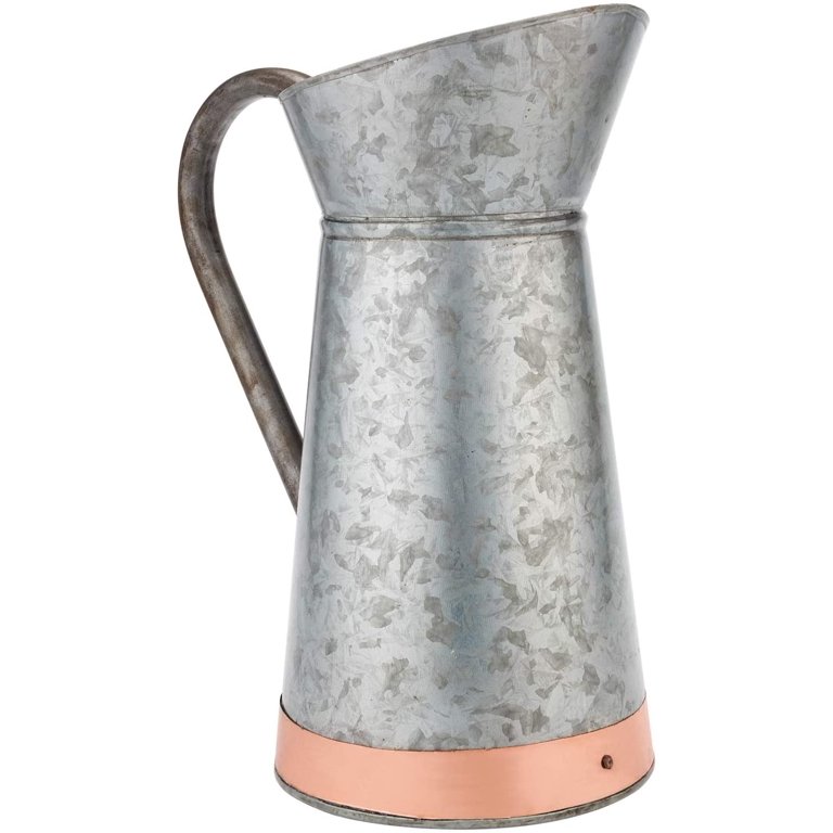 Copper and Galvanized Metal Rustic Farmhouse Pitcher Vase