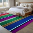 thumbnail image 4 of Mexican Style Area Rugs 5'x7', Small Throw Rugs for Laundry Room Playroom, Colorful Mexico Stripes Purple Yellow Green Indoor Outdoor Rug Non-Slip Low Pile Carpet Runner Reversible Floor Mats, 4 of 8