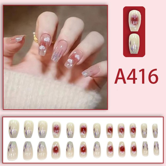 Fake Nails Set With Glue French Finger Nail Art False W6Q0