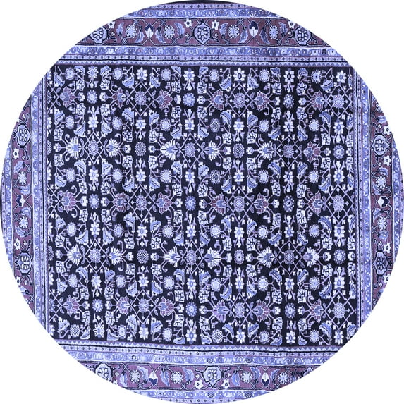 Ahgly Company Machine Washable Indoor Round Persian Blue Traditional Area Rugs, 6' Round