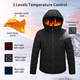 thumbnail image 3 of Oucaili Chaqueta térmica para hombre, abrigo térmico con capucha, prendas de vestir térmicas eléctricas, chaquetas de plumón para exteriores con batería de 10001mAh, 3 of 10
