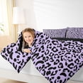 thumbnail image 3 of Castle Fairy Y2K Leopard Skull Queen Bedding 7pcs,Lilac Cheetah Silhouette Bedding Comforter Set Queen,Lavender Black,Black Reversible, 3 of 7