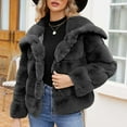 thumbnail image 2 of QATAINLAV Dollar Sales Womens Faux Fur Coat Fleece Cropped Lapel Jacket Long Sleeve Plush Warm Thickening Coats Warm Winter Open Front Jackets 2024 Black L, 2 of 5