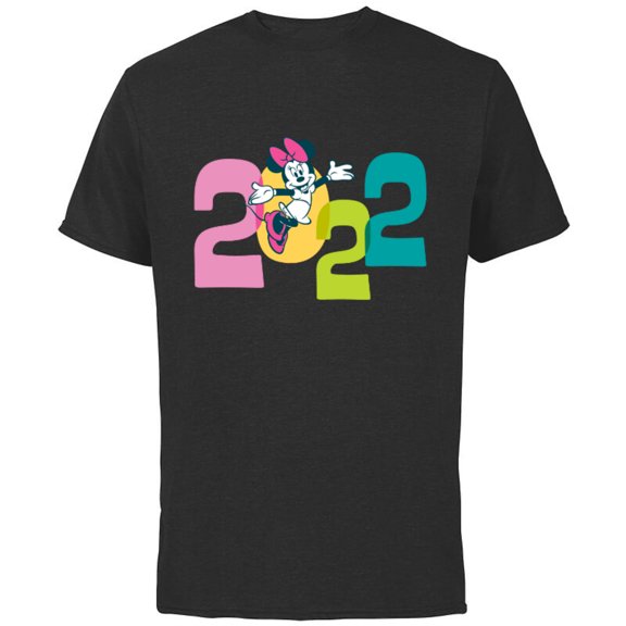 Disney Minnie Mouse 2022 New Year’s Eve - Short Sleeve Cotton T-Shirt for Adults - Customized-Black