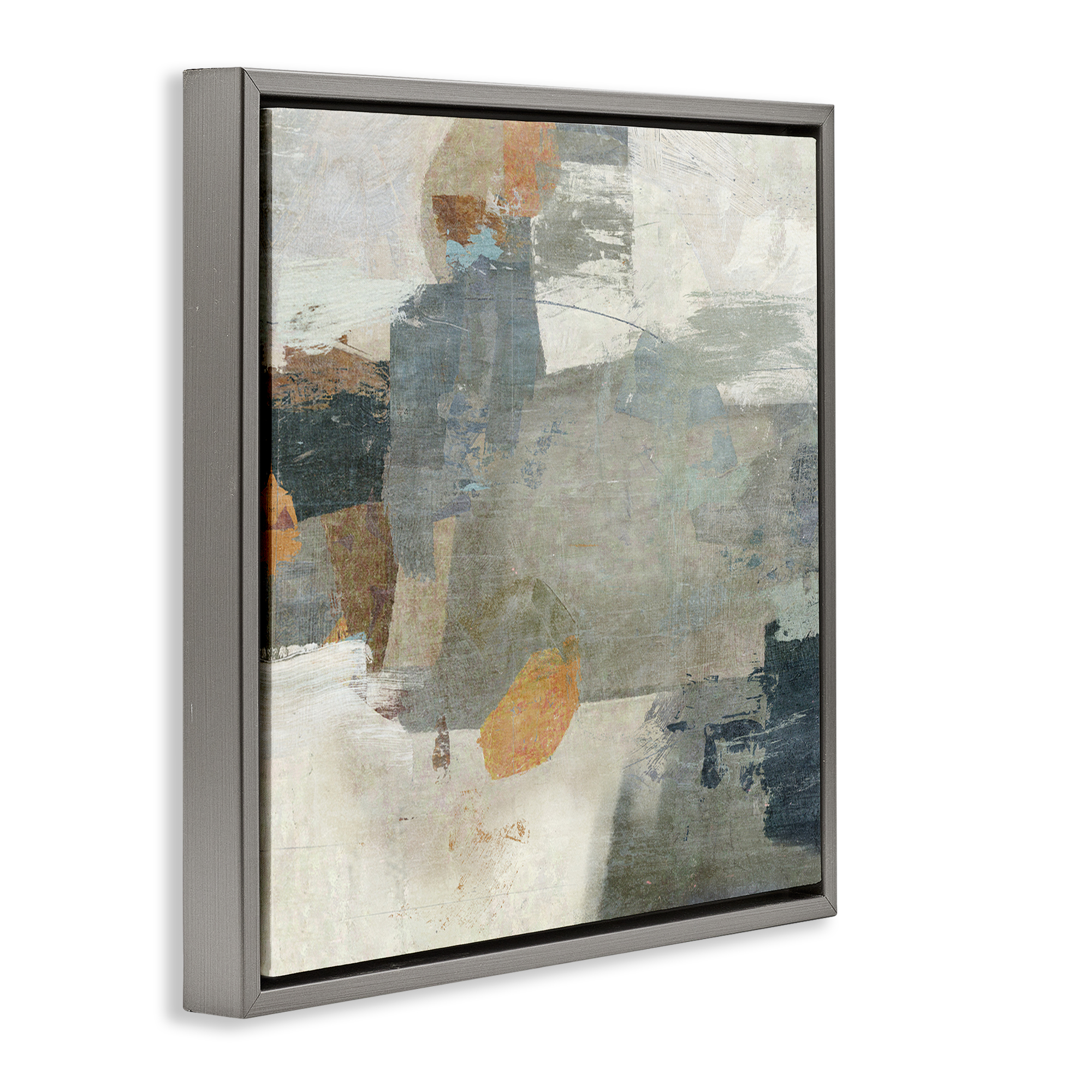 Stupell Industries Rustic Grey Paint Strokes Abstract Painting Gray Floater Framed Canvas Art Print Wall Art, 25 x 25
