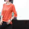 thumbnail image 4 of FRSASU T-Shirts for Women - Short Sleeve Basic Tees Solid Color Soft Crew Neck Loose Trendy Summer Casual Tops Orange, 4 of 7